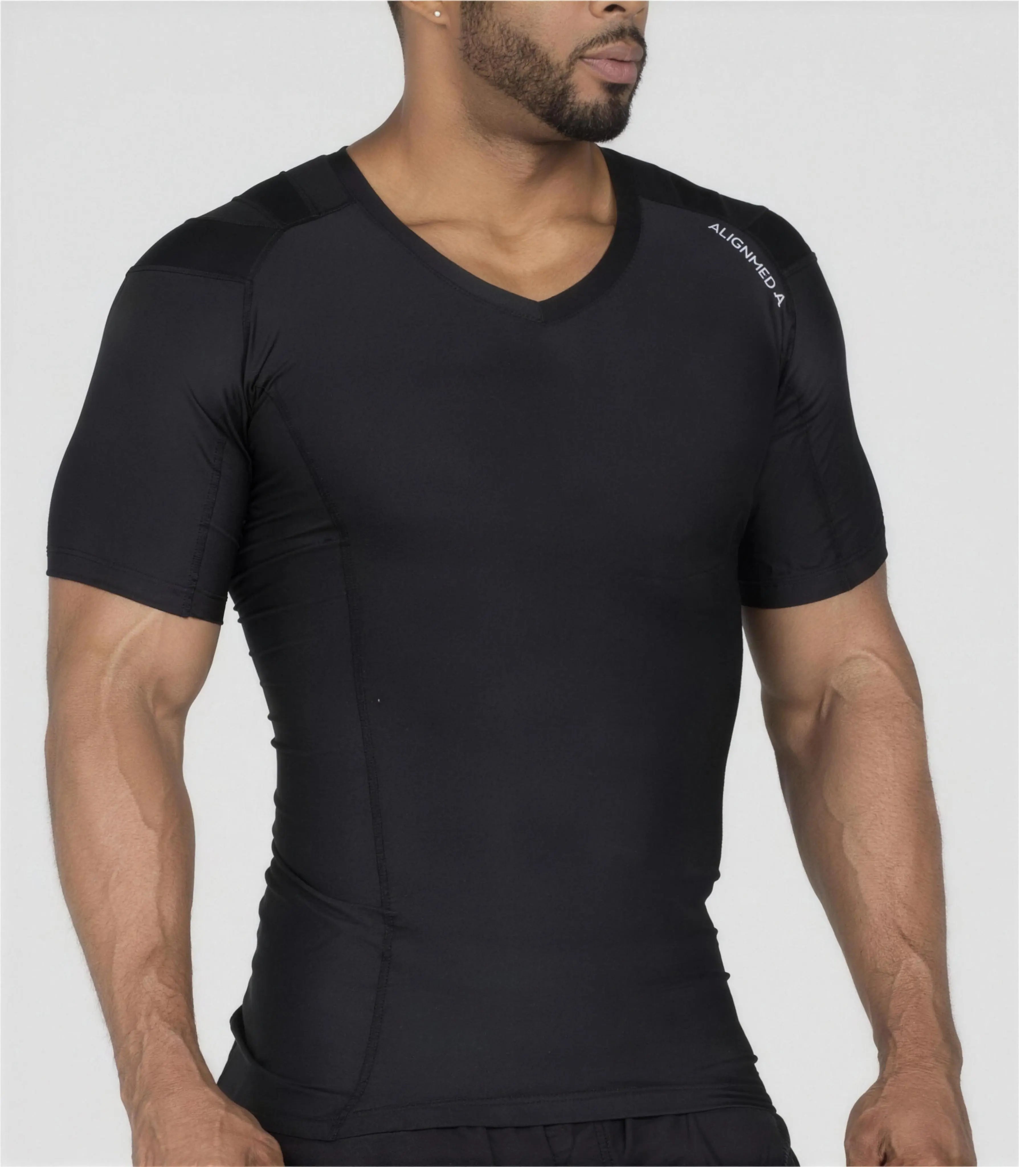 Camiseta postural masculina Posture Shirt® Pullover preta — Alignmed Brasil — foto 1
