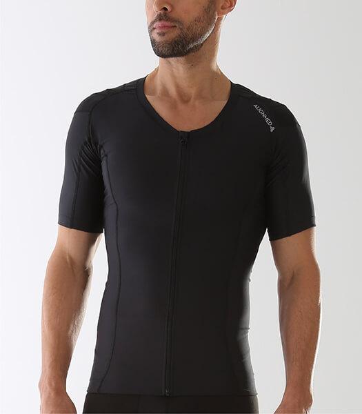 Camiseta postural masculina com zíper Posture Shirt® preta — Alignmed Brasil — foto 1