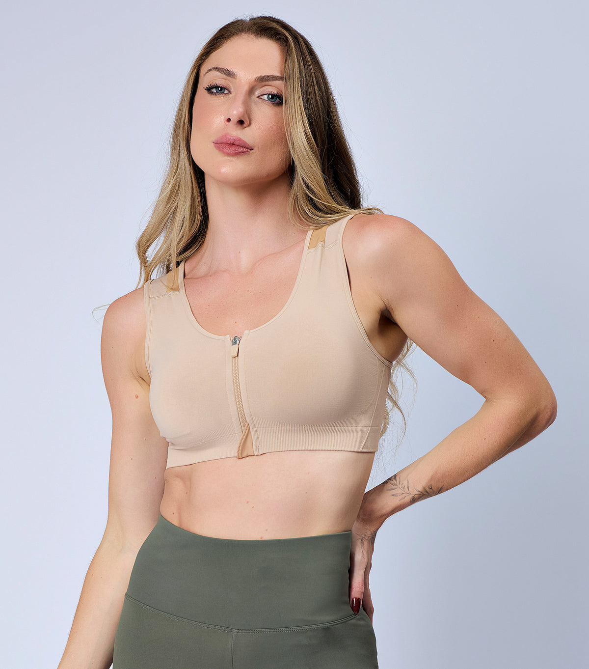 Top Esportivo Postural Para Mulheres Com Zipper