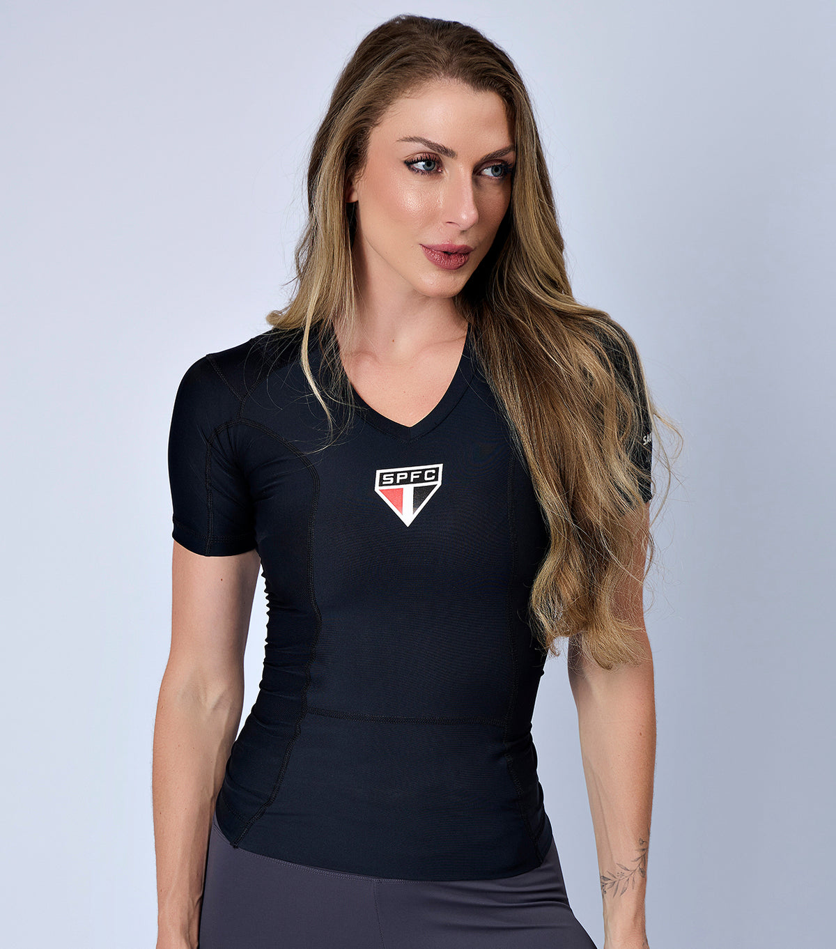 SPFC - Camiseta Postural Feminina - Posture Shirt® Pullover Com Logo No Centro