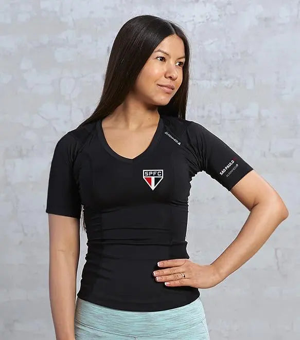 Camiseta postural feminina SPFC pullover com logo à esquerda — Alignmed Brasil — foto 2