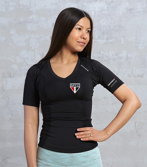 SPFC - Camiseta Postural Feminina - Posture Shirt® Pullover Com Logo Na Esquerda
