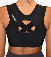 Top esportivo postural feminino pullover preto — detalhe das costas — Alignmed Brasil