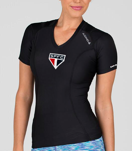 SPFC - Camiseta Postural Feminina - Posture Shirt® Pullover Com Logo No Centro