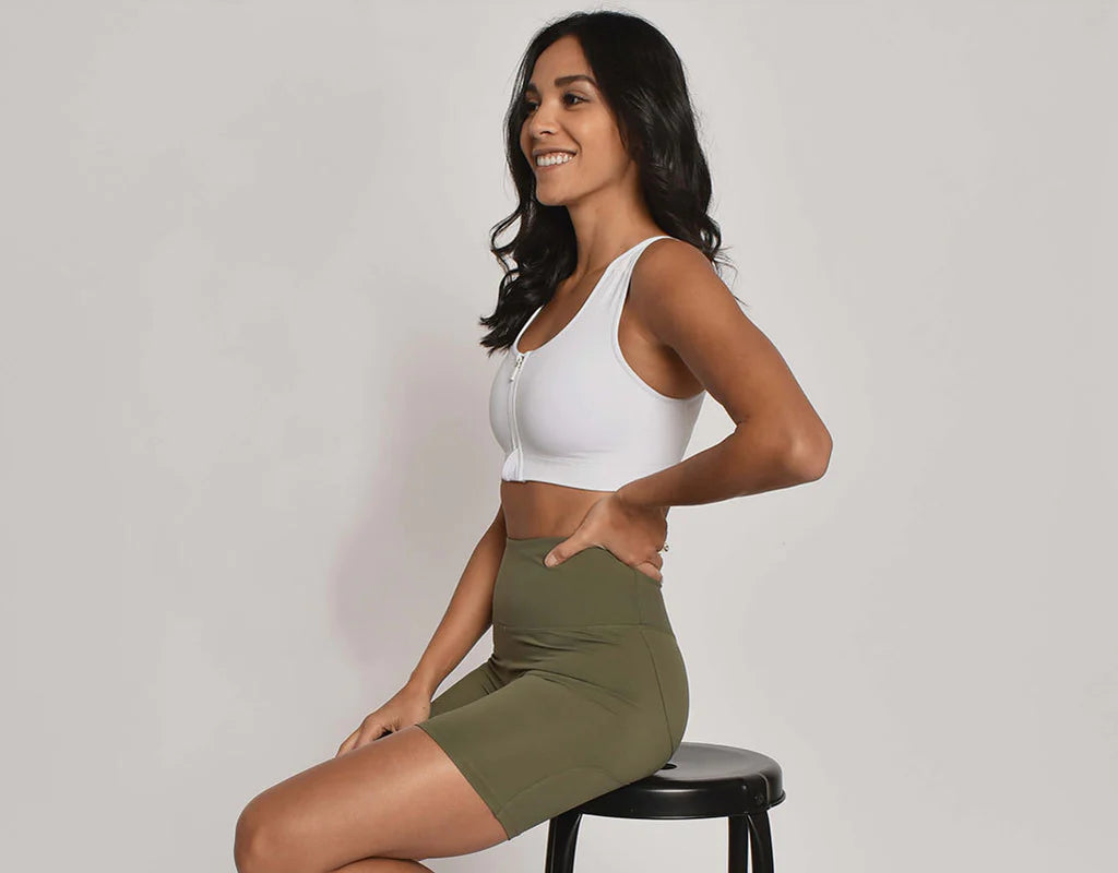 Top Esportivo Postural Para Mulheres Com Zipper + Bermudas De Ciclismo AlignMed®