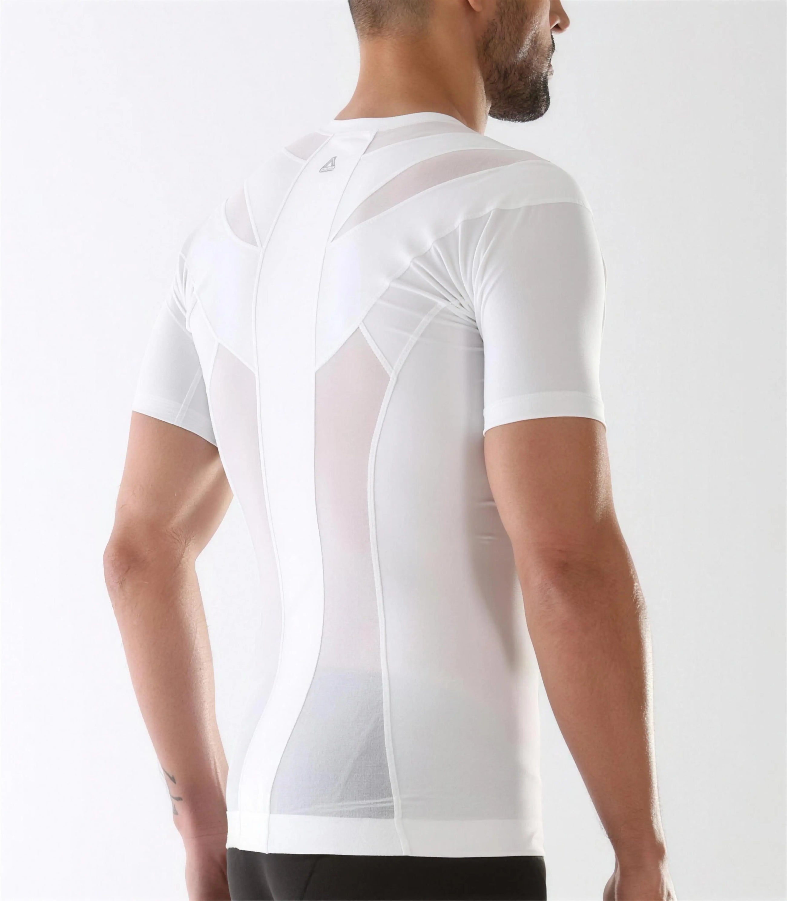 Camiseta postural masculina com zíper Posture Shirt® branca — Alignmed Brasil — foto 1