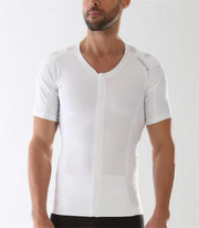 Camiseta postural masculina com zíper Posture Shirt® branca — Alignmed Brasil — foto 2