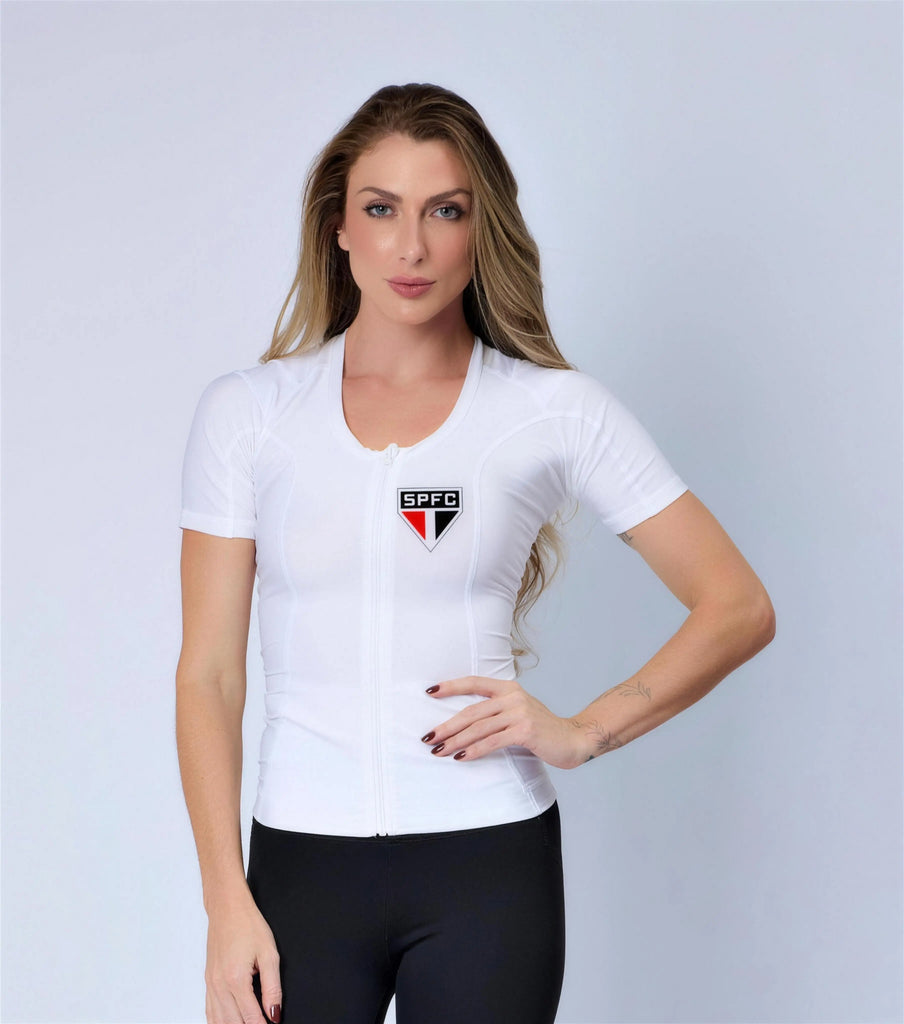 Camiseta postural feminina SPFC com zíper — Alignmed Brasil — foto 1