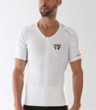 Camiseta postural masculina SPFC com zíper branca — Alignmed Brasil