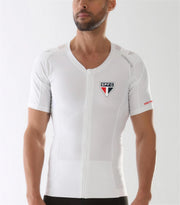 Camiseta postural masculina SPFC com zíper branca — Alignmed Brasil