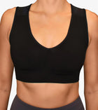 Top esportivo postural feminino pullover preto — detalhe frontal — Alignmed Brasil